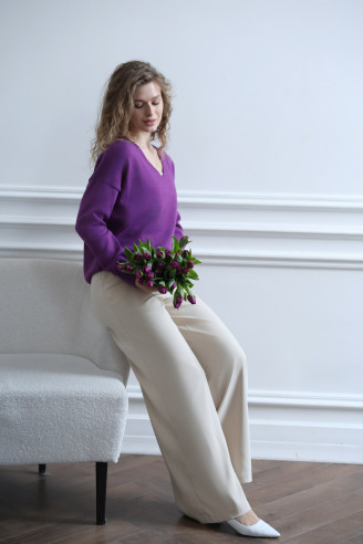 Джемпер вязаный из хлопка 100% в оттенке "Лиловый"