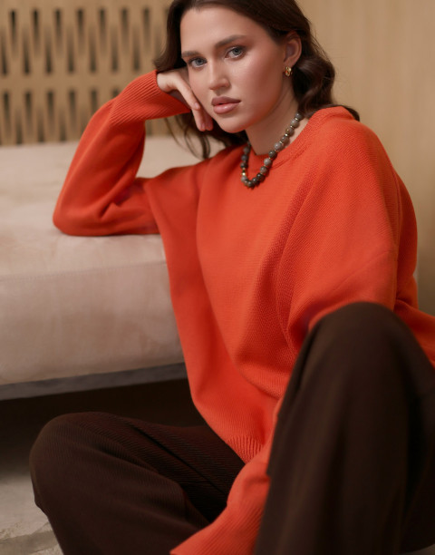 Брюки свободного кроя из вязанного хлопкового трикотажа 