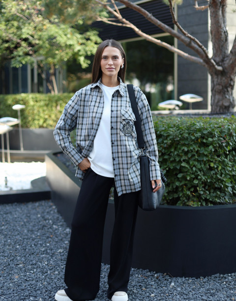 Брюки свободного кроя из вязанного хлопкового трикотажа