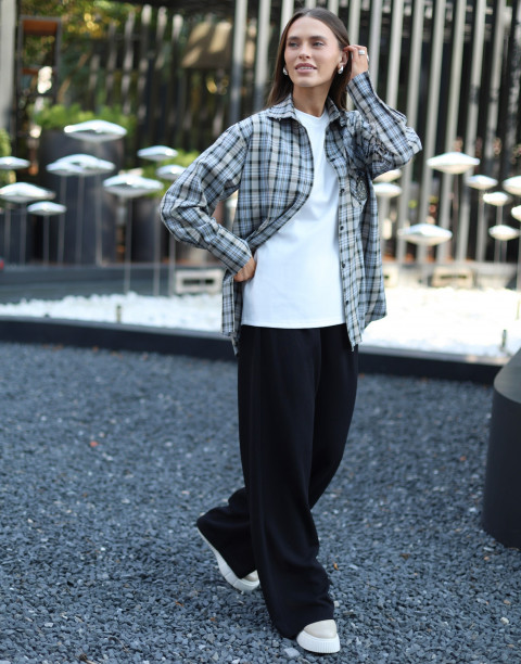 Брюки свободного кроя из вязанного хлопкового трикотажа