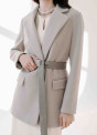 Пальто-пиджак с поясом и карманами