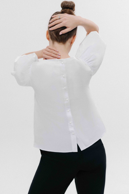 Хлопковая блуза с объемными рукавами