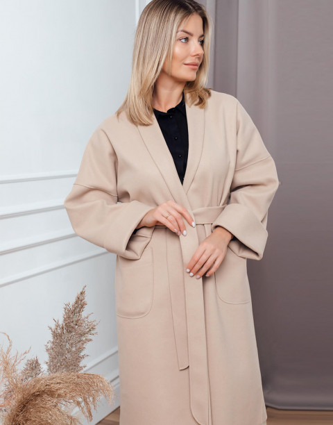 Пальто-халат с карманами и поясом в комплекте